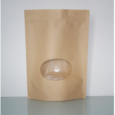 250g Kraft Paper Stand Up Pouch with Window and Zip (1000pcs) ($0.24+GST)