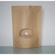 500g Kraft Paper Stand Up Pouch w Zip Lock and Window  (500pcs/box) ($0.30+GST) 