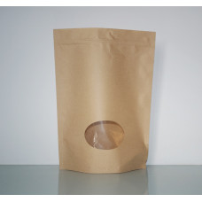 1000g Kraft Paper Stand Up Pouch with Window and Zip Lock (500pcs) ($0.35+GST)