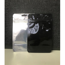 70gram Clear/Shiny Black Stand Up Pouch w Zip Lock and Euro Hanghole ($0.13 + GST)