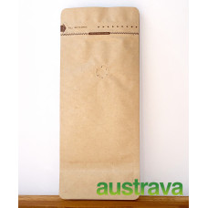 Block Bottom 250g Kraft Paper Coffee Bag with Valve, Pull Tab and Zip (1,000pcs)